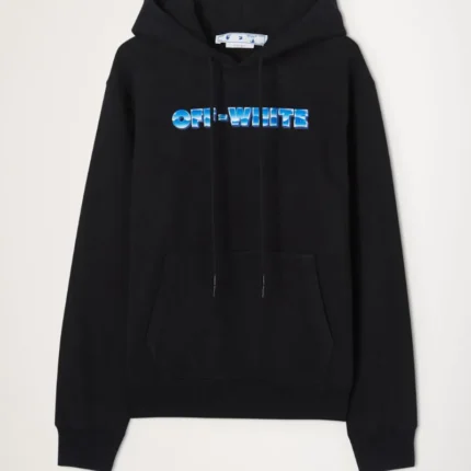 Off White Blue Metal Arrow Slim Hoodie Black