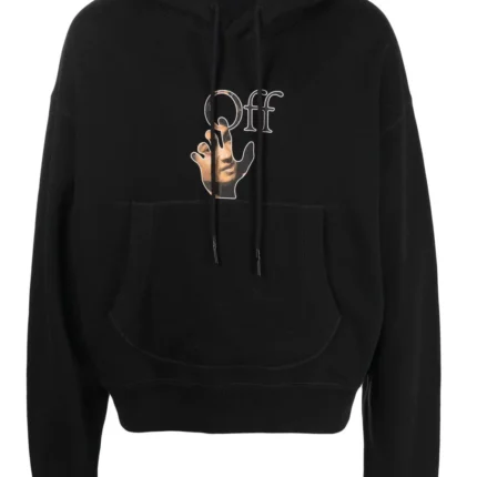 Off White Caravaggio Logo Cotton Hoodie Black