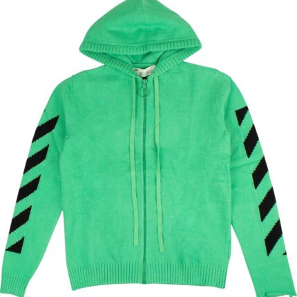 Off-White Diagonal Knit Logo Hoodie ‘Green’