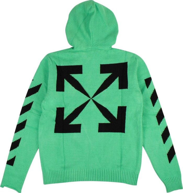 Off-White Diagonal Knit Logo Hoodie ‘Green’