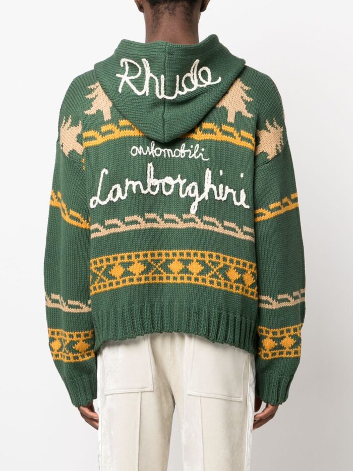 Ranch Patterned Intarsia Zip-up Hoodie