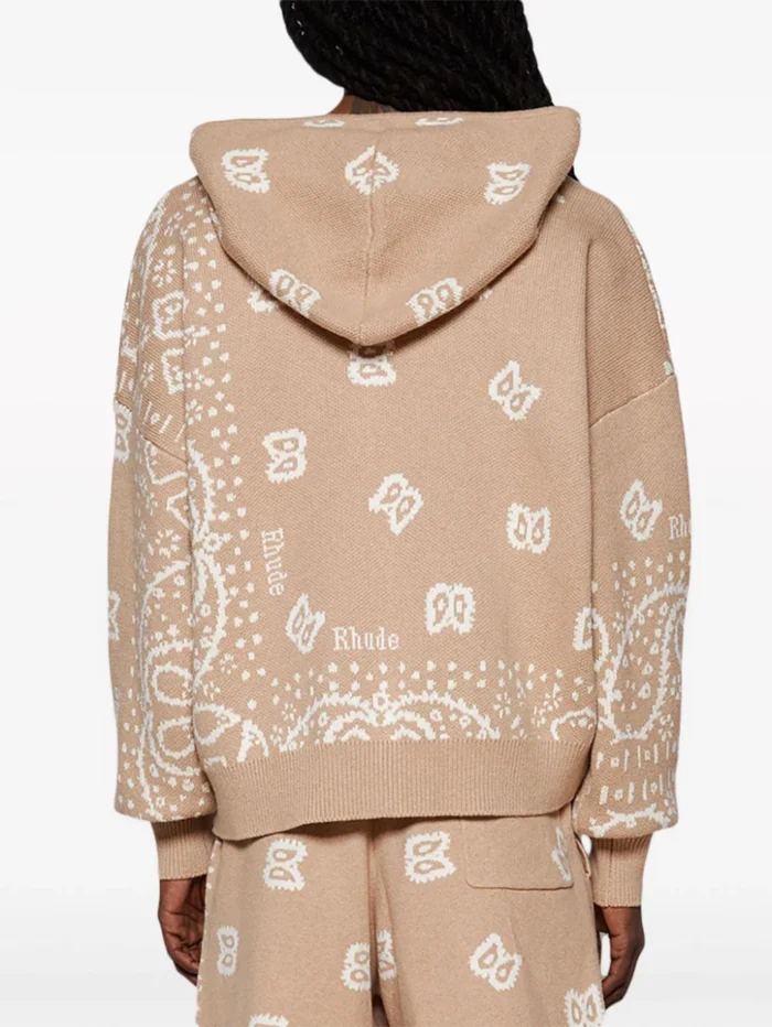 Rhude Bandana Knit Zip-Front Hoodie