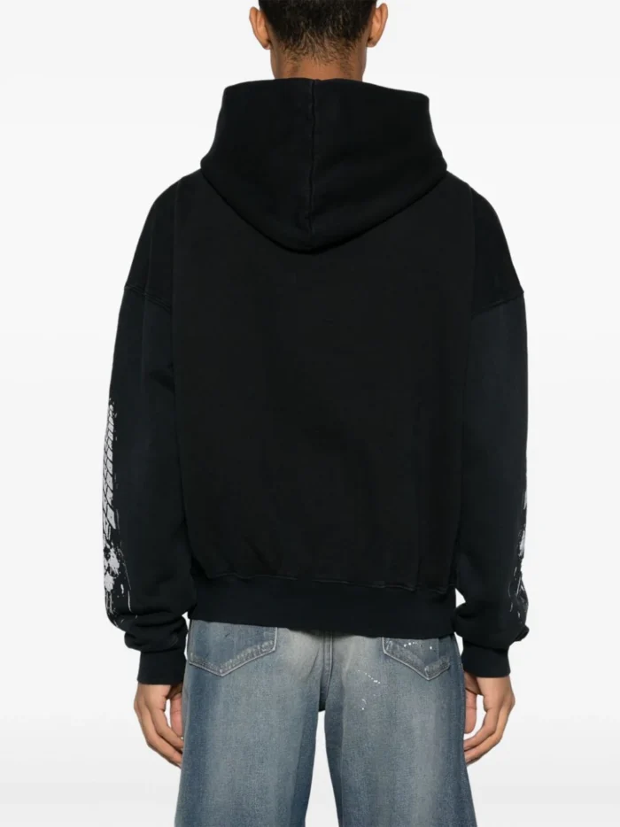 Rhude Logo-Print Cotton Hoodie Black