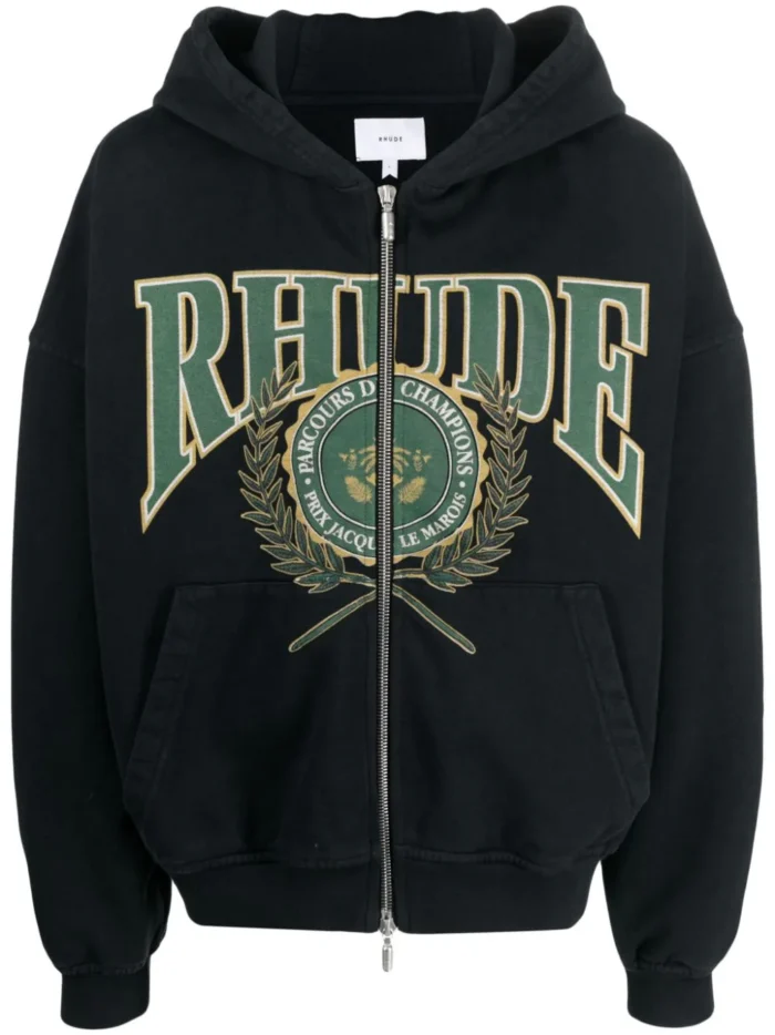 Rhude Logo-Print Cotton Zip-up Hoodie