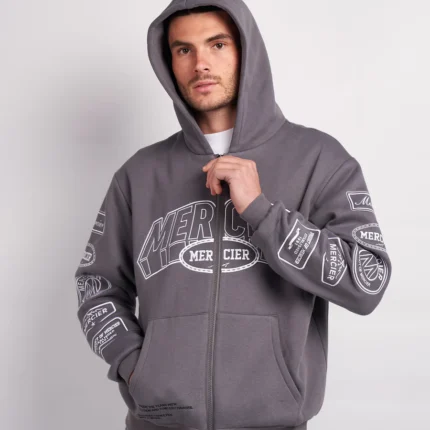 Steel White Compton Mercier Zip up Hoodie