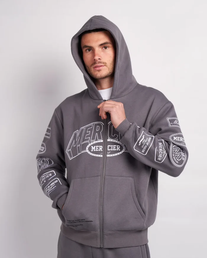 Steel White Compton Mercier Zip up Hoodie