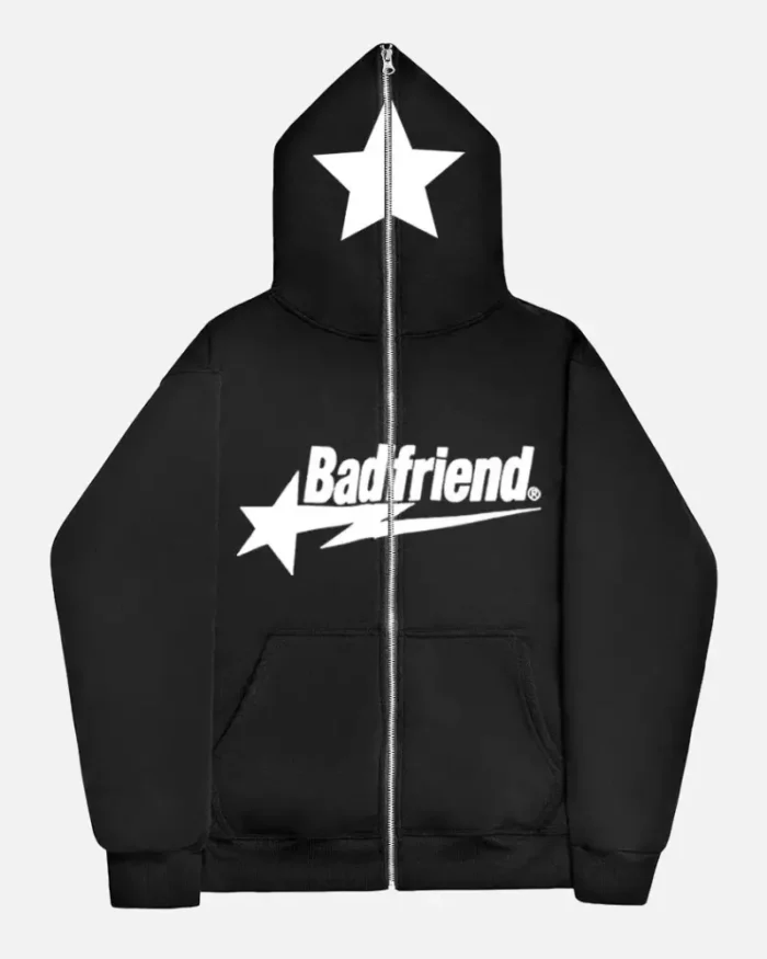 Bad Friend Full Zipper Logo Hoodie Black