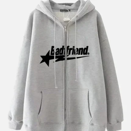 Bad Friend Zip Hoodie Grey