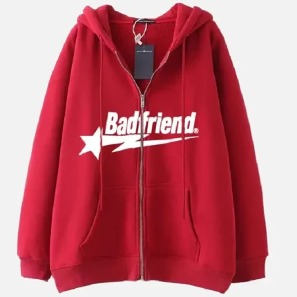 Bad Friend Zip Hoodie Red